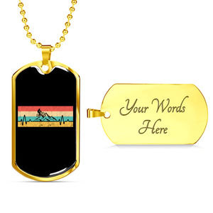 Mountain Bike Pulse Cycling Necklace Stainless Steel or 18k Gold Dog Tag 24"